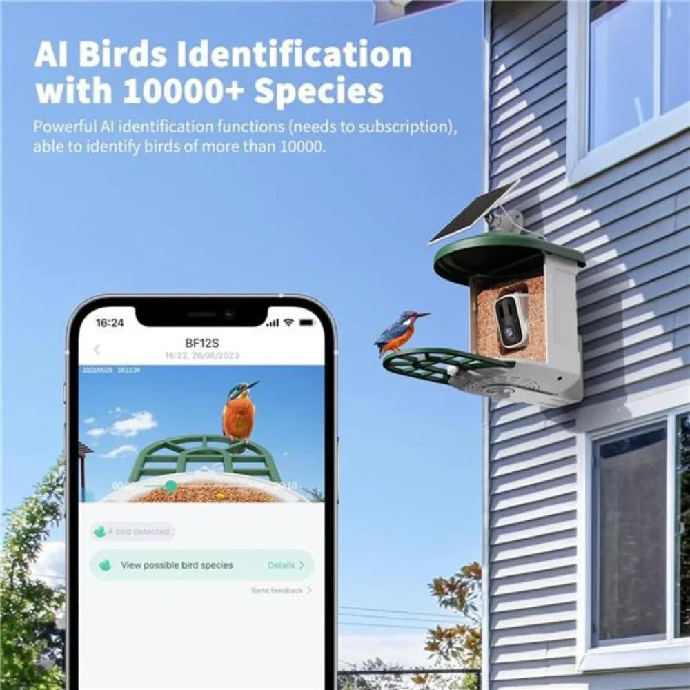 Bird Feeder with Camera with AI Identify Birds Species Solar Panel, Smart Bird